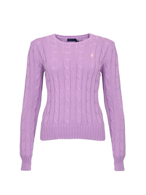 Maglia a trecce in cotone con logo Purple POLO RALPH LAUREN | 211971869505